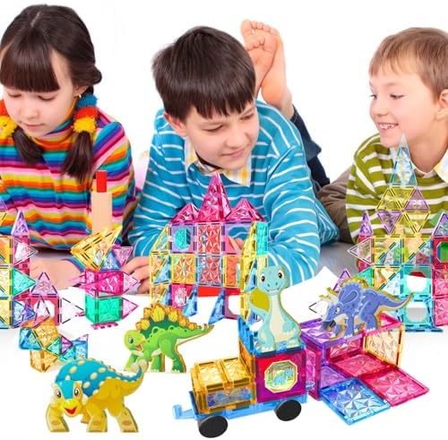 Jasonwell 110PCS Magnetic Tiles Building Blocks Set for Boys Girls Preschool Educational Magnet Construction Kit Stacking STEM Toys Christmas Birthday Gifts for Kids Toddlers 3 4 5 6 7 8 9 + Year Old - Image 5