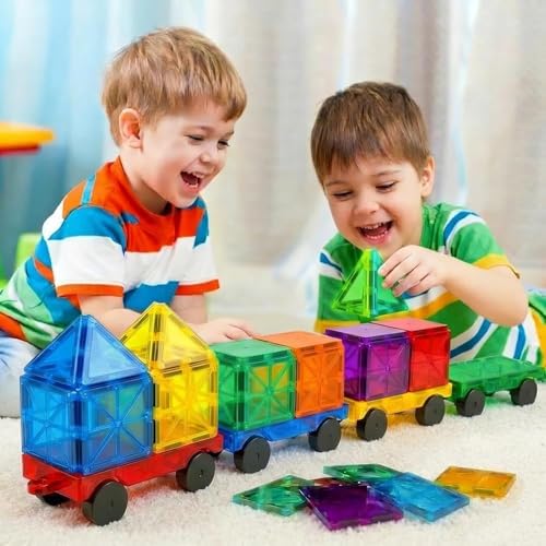 Feoxialy Magnetic Tiles Cars 4 PCS Magnetic Cars Set Construction Kids Toys - Image 2