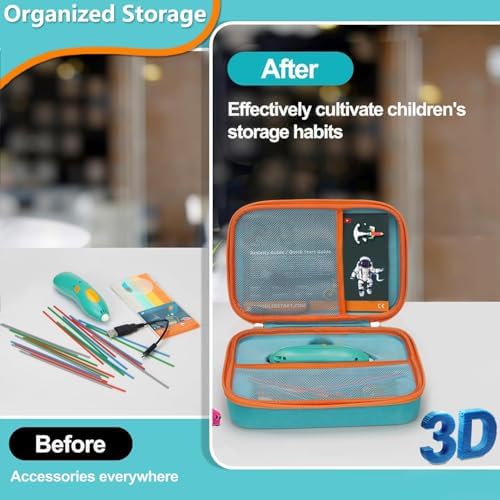 Case Compatible with 3Doodler Start+ Essentials (2024 2023) 3D Pen Set for Boy & Girls, Art Activity Set Educational STEM, Travel Carrying Case for 3D Printing Filament Refill and USB Cable (Box Only) - Image 4