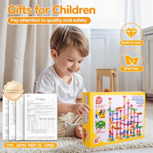 Marble Run, 133 PCS Construction Building Blocks Toys for Kids 4+ - Image 6