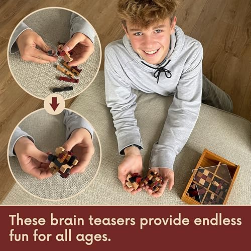 Wooden Brain Teaser Puzzles 6 Pack - 3D Brain Teasers for Adults & Kids - Educational and Fun Gift Ideas - Mind Puzzles - Image 2