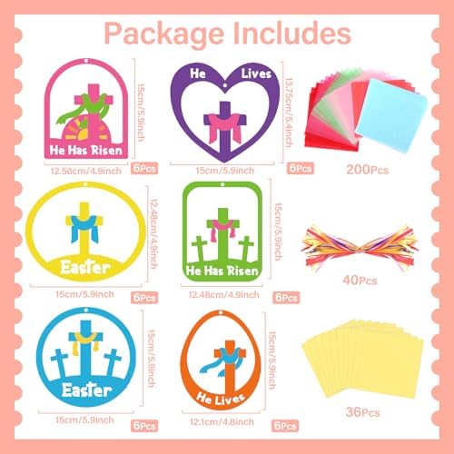 Qyeahkj 36Set Easter Cross Suncatchers Crafts Kit for Kids - Image 2