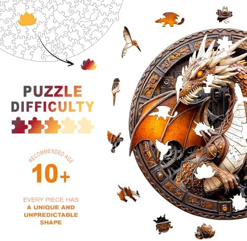 Wooden Puzzles for Adults,Mechanical Dragon Puzzles Gifts,8.5*8.5in 100pcs - Image 4