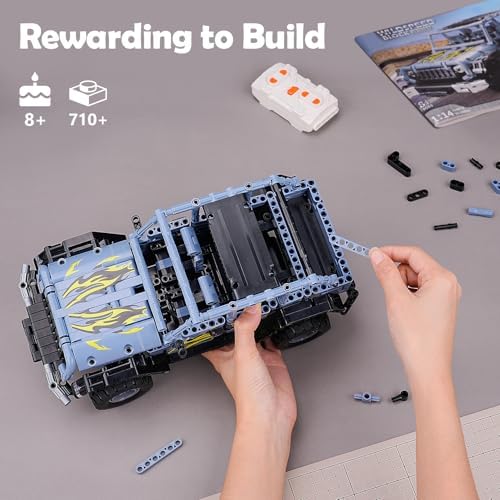 VERTOY STEM Remote Control Building Toys for Kids Ages 8-12 - RC Blue Off-Road Racing Car Kit, Educational Birthday Gift for Boys Girls 8 9 10 11 12 Year Old(715 Pcs) - Image 4