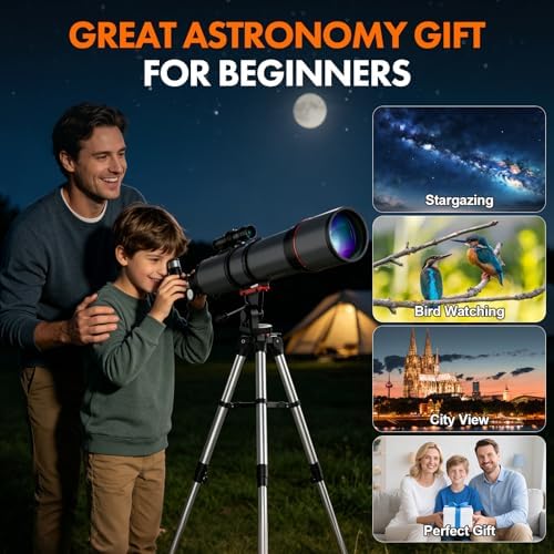 Aurosports Telescope for Adults High Powered - 90mm Aperture 800mm Portable Refractor Telescope for Adults Astronomy Beginners & Kids with Tripod Phone Adapter Carrying Bag - Image 6
