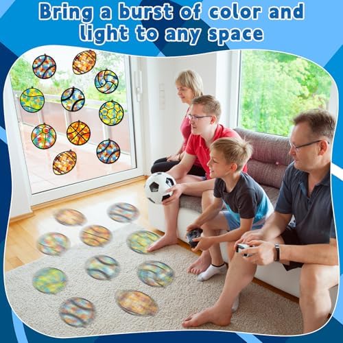 32 Sets Sports Ball Suncatchers Craft Kit DIY Window Stained Glass Effect Football Baseball Basketball Paper Craft Home School Classroom Decoration Kid Birthday Gift Creative Art Project Activity Game - Image 5