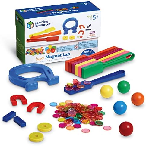 Learning Resources Super Magnet Lab Kit - 119 Pieces, Ages 5+, STEM ,Toys for Kindergartner, Science Learning Activities for Kids,Back to School Supplies,Teacher Supplies by LearningResources