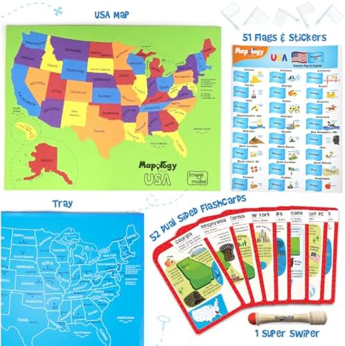 Imagimake Mapology - USA Map Puzzle with Flash Cards for Kids Ages 8+ - Image 2