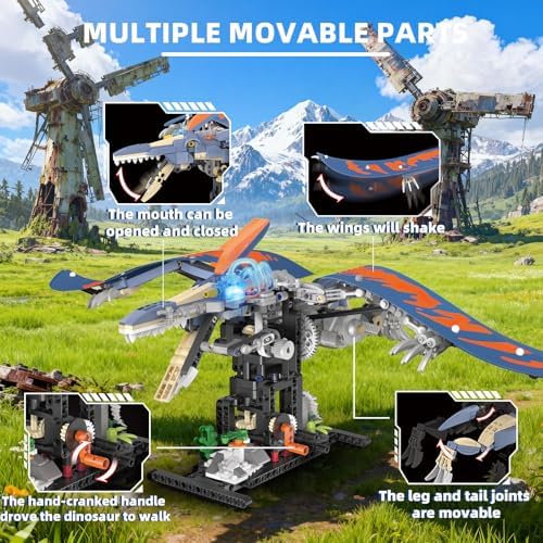 Mechanical Pterosaur Dinosaur Building Set with Lights for Boys - Image 3