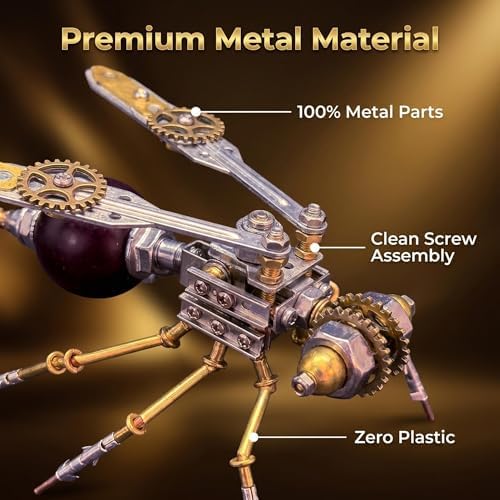 3D Metal Puzzles for Adults Teens-150+Pcs-Mechanical Wasp Bee Insect Models-3 Hours to Build-Ideal for Birthday Gifts and Decorations(Mechanical Wasp) - Image 3