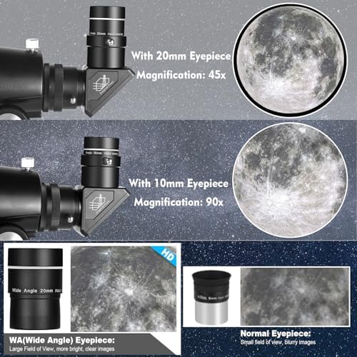 Celticbird Telescope for Adults High Powered, Travel Telescopes for Adults Astronomy Beginners Gifts, 80mm Aperture 900 Refractor Telescope with AZ Mount, Carry Bag, Phone Mount - Image 4