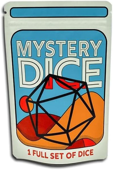 1985 Games Mystery Dice, Set of 7 Polyhedral Dice, Wide Range of Patterns, Gaming Dice, Suitable for Role Playing, Table Games (Pack of 6)