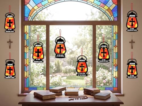 42PCS Sunday School VBS Crafts Bulk: Black Paper Oil-Lamp Nativity Suncatchers,Jesus Religious Christian Classroom Camping Activity DIY Kits Gifts Church Decorations,Window Stained Glass Effect - Image 5