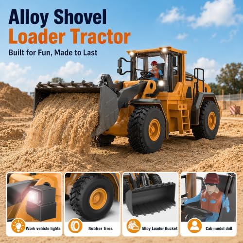 KidsFaves RC Wheel Loader Toy – 9-Channel RC Construction Vehicle, 1:20 Scale, with Sound and Light Effects– Suitable for Kids Ages 3+ - Image 4