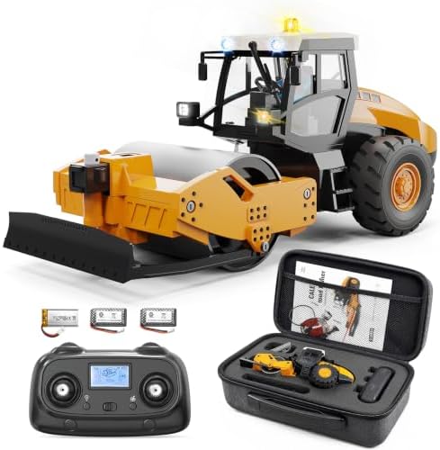 RC Road Roller 1:50 Remote Control Construction Vehicle with Metal Roller by Womaqu