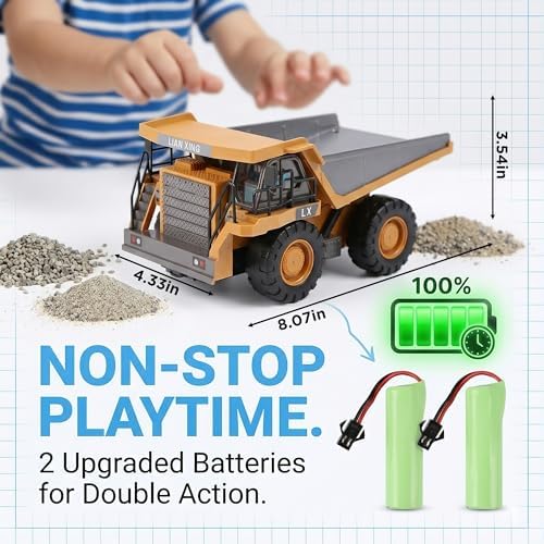 RC Dump Truck Toy, Remote Control Construction Truck with Bed Lift/Lower - Image 4