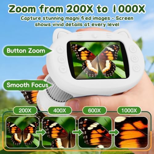 1000X Handheld Digital Microscope for Kids (White) - Image 2