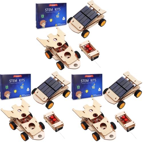 DIY RC Car Kit, Build Your Own Solar Car - Stem Projects for Kids Ages 8-12, Science Experiments for Kids 9-12, STEM Toys for 8 9 10 11 12 Year Old Boys Gifts (Pack of 3) by SCAEMO