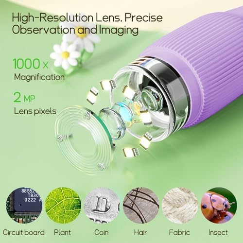 WINWEND Kids Microscope Pocket Microscope -1000X Portable Microscope for Kid | Photo and Video Mini Microscopes | 2'' Digital Little Scientist Microscopes for 3-10 Age Years Old Boys Girls Toys Gifts - Image 4