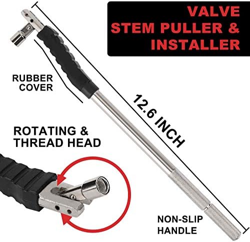 Hromee Tire Valve Stem Tool Puller and Installer Kit, 4PCS TR413 Tubeless Snap-in Valve Stem with Valve Stem Cores, Single Head Valve Core Remover and Slotted-Head Valve Cap - Image 2