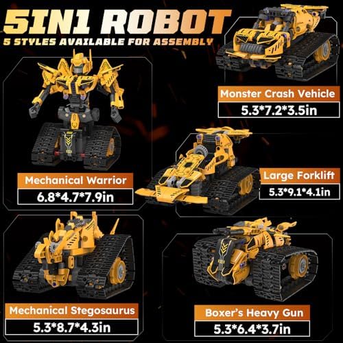 Robot Building Kit with Remote Control STEM Gift for Boys Age 6-14 | Birthday Gift for Boys Girls Ages 6-14 | 373PCS 5-in-1 Robot | APP+Remote | STEM Robotic Toys | Rechargeable |Educational - Image 5