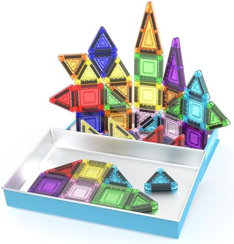 PicassoTiles 40 PCS Nano Magnetic Tiles Travel Toy Educational Building Set by PicassoTiles