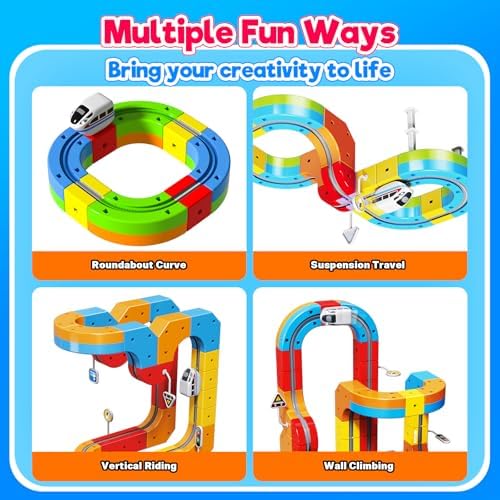 Electric Train Set for Kids, 110PCS 3D Racing Track Sets with Electric Train, Traffic Signs, STEM Train Toys Birthday Gifts for Boys and Girls Age 3+ Years Old - Image 3