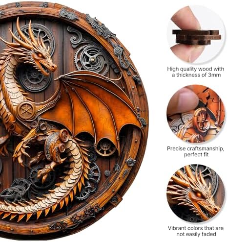 KAAYEE Wooden Puzzles Adults, Mechanical Dragon Jigsaw Puzzle 8.5 * 8.4in - Image 3