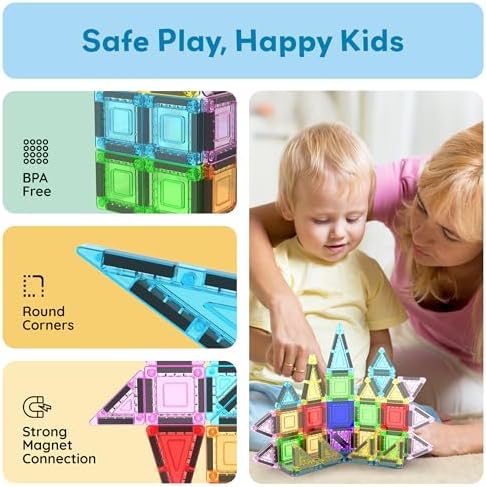 PicassoTiles 40 PCS Nano Magnetic Tiles Travel Toy Educational Building Set - Image 5