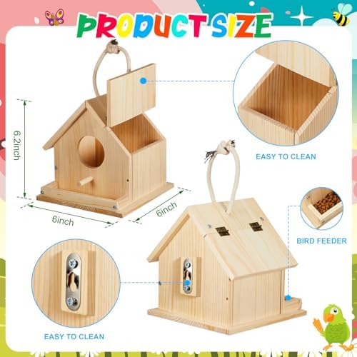 Liliful 1 Sets Wooden DIY Birdhouse Kit for Kids to Build & Paint - Image 2