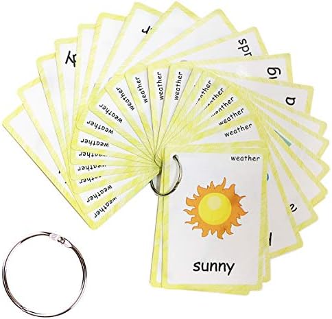 SANTSUN 24 Pcs Weather Flashcards Set - Classroom Decorations Kindergarten Teacher Tools - Educational Teaching Picture & Word Cards for Kids Boys Girls Early Learning by SANTSUN