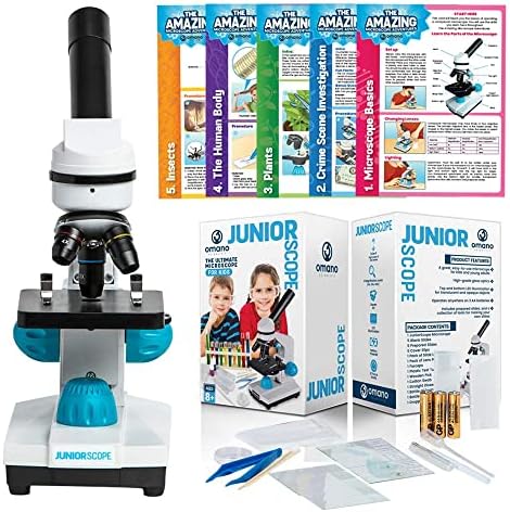 Omano Juniorscope Microscope for Kids – Microscope Kit for Kids 8+ for Science Microscope Experiments – Kids Microscope Kit that Encourage STEM Exploration – Beginner Microscope for Kids 8+ by Omano