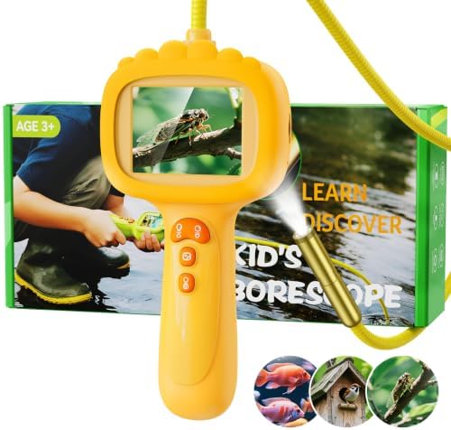 Borescope Snake Camera with Light for Kids, Outdoor Educational STEM Toys, Science Gifts for 5 Year Old Boy, Camping Nature Activities, Best Birthday Gift for Boys, Girls Ages 4,5,6,7,8,9,10(Orange) by Ashfly