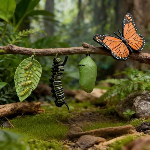 Montessori Life Cycle Animal Figures with Flash Cards, Lifelike Animal Growth Cycle Biological Model Set (Butterfly) - Image 7