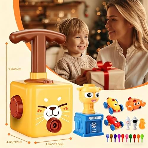 Balloon launcher Toy Set, Balloon Powered Cars, Balloon Car Toy with Pump, Creative Inflatable Balloon Pump Racing Car, Scientific Experiment Intelligence Education Preschool Children's toys(Cat) - Image 2