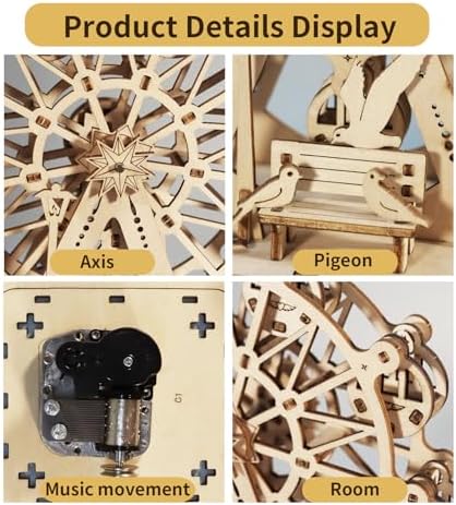 3D Wooden Puzzles Music Box Ferris Wheel DIY Crafts Handmade Model Kits for Women Birthday Gifts - Image 3