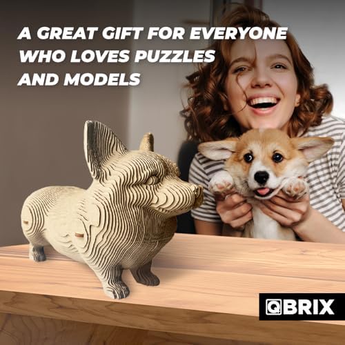 QBRIX Corgi 3D Puzzles for Adults, 3D Puzzles for Adults, 3D Model Kit for Teens, DIY Crafts for Home Decor, Original Gift for Boys&Girls 14+, Cardboard Model Building Kit - Image 5