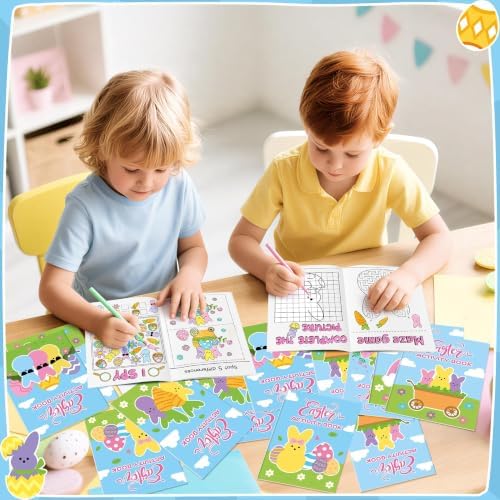 Bulk Easter Bunny Activity Books, 24Pc Mini Games Coloring Booklet for Kids - Image 6