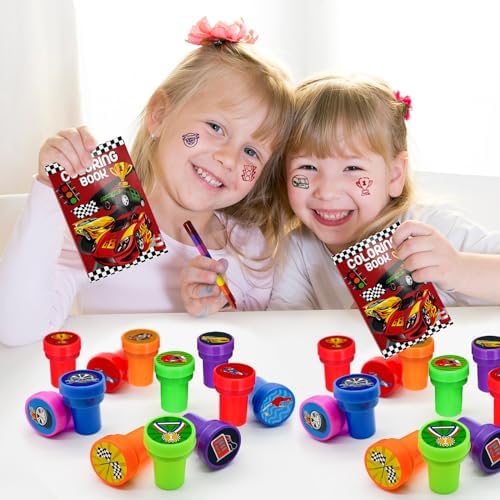 Cinrobiye 24 Pcs Race Car Stampers Party Favor Set, Cute Racing Car Stamps for Kids Birthday Party, Classroom Rewards, Carnival Prizes, Goody Bag Fillers, Racing Themed Party Supplies - Image 6