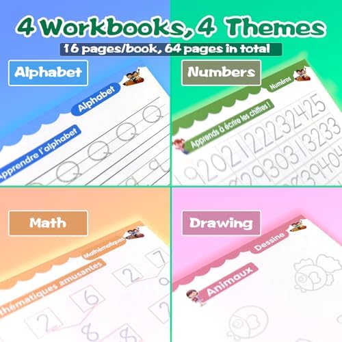 Magic Grooved Writing Practice for Kids - French, Small, 4 PCS | 4 French handwriting practice books, Français Grooved workbooks, Disappearing refills, Reusable trace trek copybooks for kids - Image 6