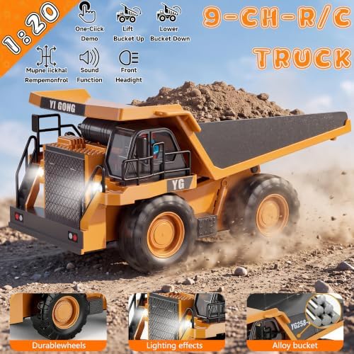 Excavator Set，rc Dump Truck Command The Site Conquer The Dir，2.4Ghz Remote Control Construction Vehicle Set Children's Toys，Alloy Material Simulate True Scale (4-Pcs Set) - Image 5