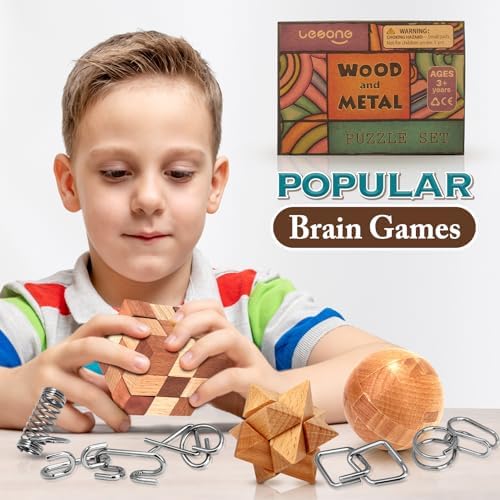 Brain Teaser Wooden Metal Puzzles - Easter Gifts for Kids Teens Brain Teaser Disentanglement Iron Link Unlock Interlock Game Chinese Ring Magic Trick Toy for Party Favors Kids Adults Challenge 32pack - Image 5
