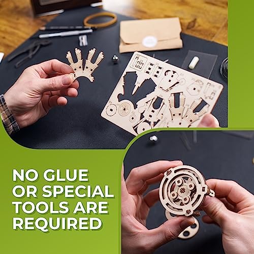 UGEARS Engine Clock 3D Wooden Puzzles for Adults – Wooden Model Kits for Adults, Mechanical Clock Kit with Moving Pistons, Steam Engine Kits, Clocks Kits for Do It Yourself, Brain Teaser 3D Puzzle - Image 6