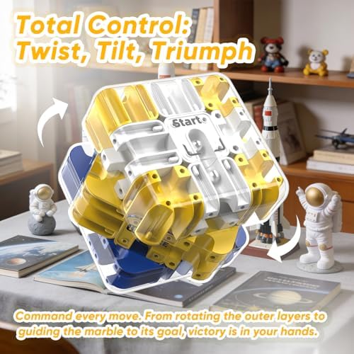 3D Cube Puzzle, BlueLabyrinth Brain Teaser Maze Ball Fidget Toys - Image 2