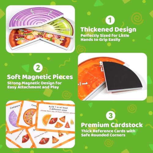 Magnetic Fraction Tiles & Circles, Math Manipulatives for Kids Grades 2-5 - Image 4