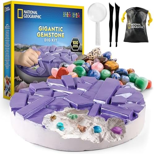 National Geographic Gigantic Gemstone Dig Kit with 100 Real Gems by BlueMarbleToys