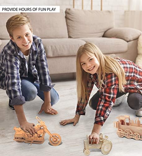 Puzzled 3D Puzzle Motorcycle Wood Craft Construction Model Kit, Fun & Educational DIY Wooden Toy Assemble Model Unfinished Crafting Hobby Puzzle to Build & Paint for Decoration 110 Pieces Pack - Image 4