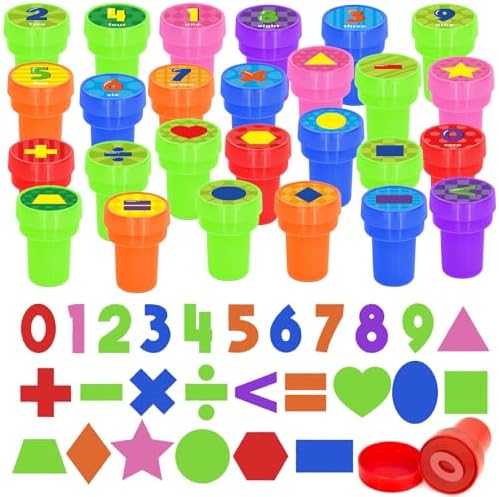 Cinrobiye 24 Pcs Math Stampers Party Favor Set, Cute Educational Math Stamps for Kids Classroom Rewards, Birthday Party Supplies, Carnival Prizes, Goody Bag Fillers, School Learning Gifts by Cinrobiye