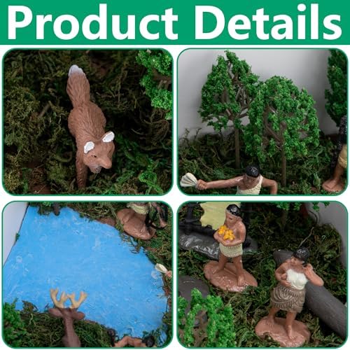 33 Pcs Native American Figurines Diorama Box Kit, Indian Figures Toys Model Diorama Project Set, American Indians Action Figurines Dioramas Supplies for DIY Crafts Historical Education School Project - Image 3