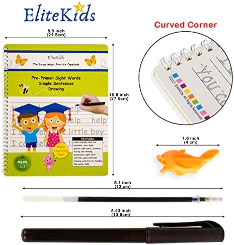 Reusable Handwriting Practice Workbook Set for Kids – Grooved Tracing Books for Letters, Numbers & Sight Words, Large Format 8.5 x 11 Inch Learning Activity Books - Image 5